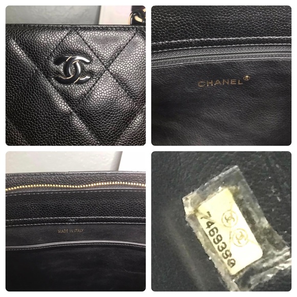❌SOLD❌CHANEL Caviar Leather and Resin Chain Tote Bag Black - Picture 5 of 16